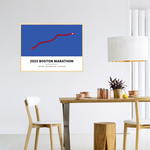 Minimalist 2025 Boston Marathon Poster - Route Map 6