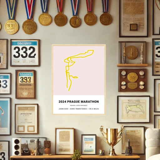 Minimalist 2025 Prague Marathon Poster - Route Map 2