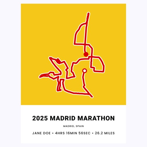 Minimalist 2025 Madrid Marathon Poster - Route Map 1