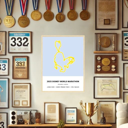 Minimalist 2025 Disney Marathon Poster - Route Map 2
