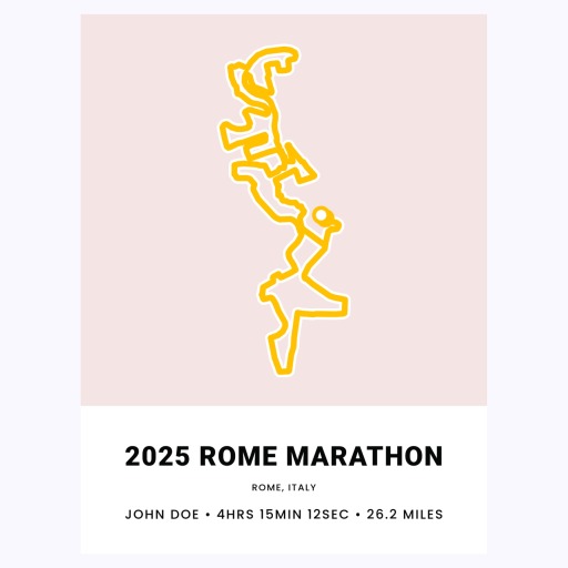 Minimalist 2025 Rome Marathon Poster - Route Map 1