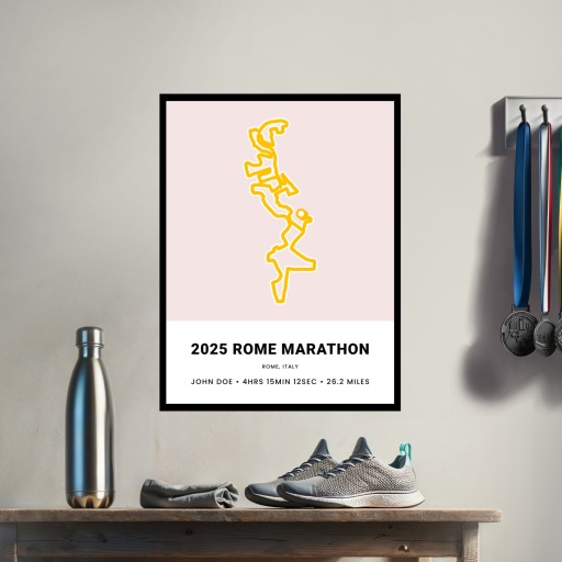 Minimalist 2025 Rome Marathon Poster - Route Map 3