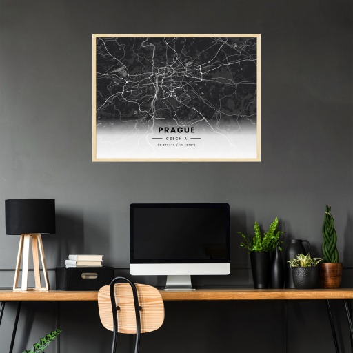 Prague in Dark Poster - Street Map 3