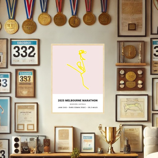 Minimalist 2025 Melbourne Marathon Poster - Route Map 2