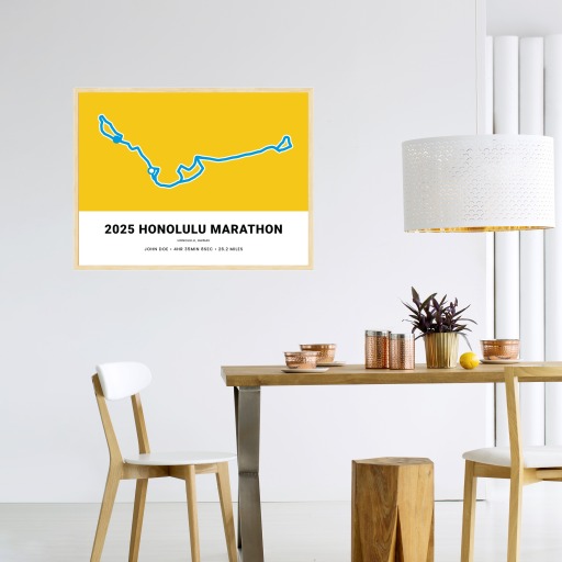Minimalist 2025 Honolulu Marathon Poster - Route Map 5