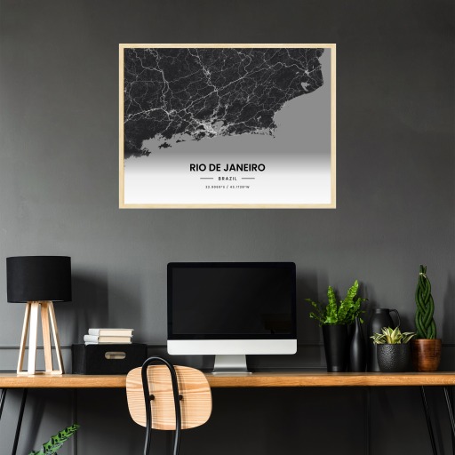 Rio de Janeiro in Dark Poster - Street Map 8