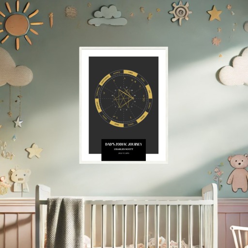 Dad’s Zodiac Journey Poster - Dark Gold- Natal Chart 7