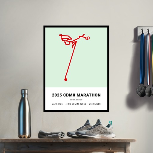 Minimalist 2025 Mexico CIty Marathon Poster - Route Map 8