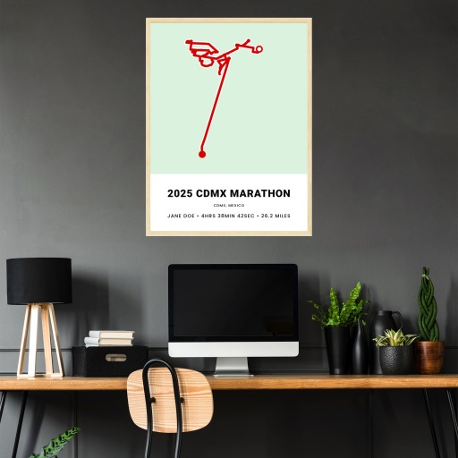 Minimalist 2025 Mexico CIty Marathon Poster - Route Map 9