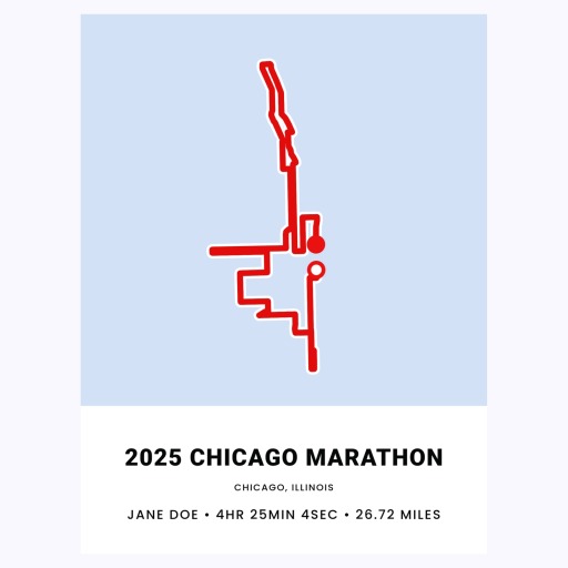 Minimalist 2025 Chicago Marathon Poster - Route Map 6