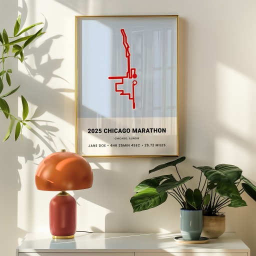 Minimalist 2025 Chicago Marathon Poster - Route Map 8
