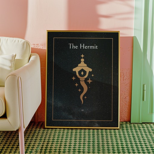 The Hermit in Block Print - Custom Tarot Card Poster 10