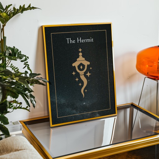 The Hermit in Block Print - Custom Tarot Card Poster 9