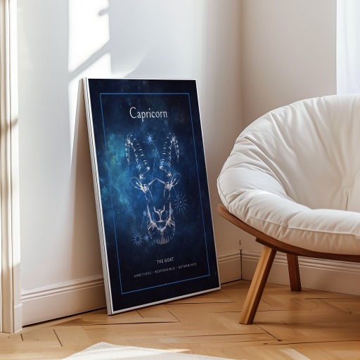 Capricorn in Embellished Outline Print - Custom Zodiac Sign Poster 8