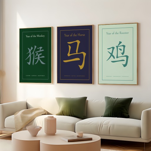 Rabbit in Wavy Paintbrush Print - Custom Chinese Zodiac Poster 8