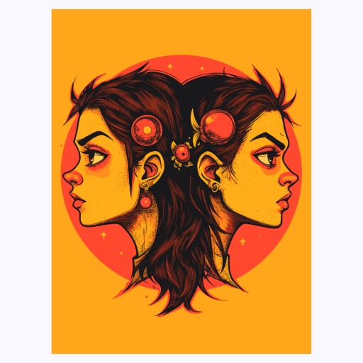 Gemini in Vibrant Grunge Print - Custom Zodiac Sign Poster 6