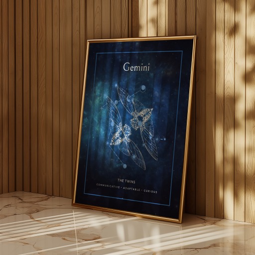 Gemini in Embellished Outline Print - Custom Zodiac Sign Poster 10