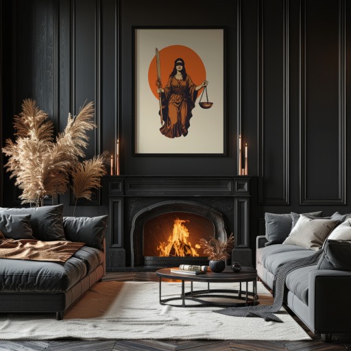 Justice in Vibrant Grunge Print - Custom Tarot Card Poster 11