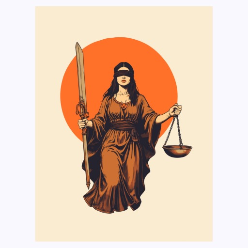 Justice in Vibrant Grunge Print - Custom Tarot Card Poster 6