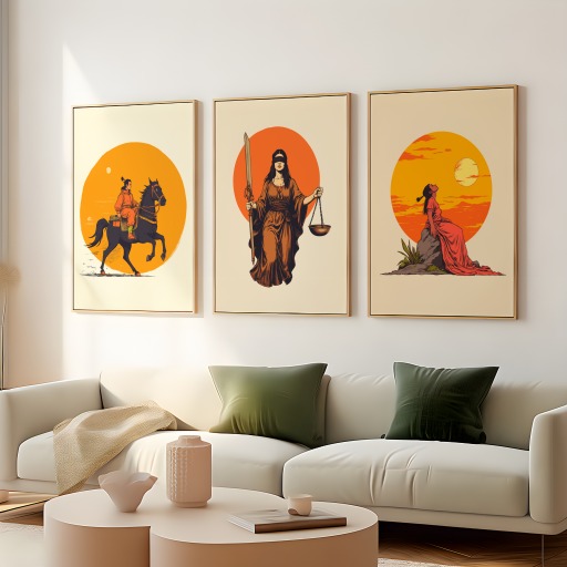 Justice in Vibrant Grunge Print - Custom Tarot Card Poster 8