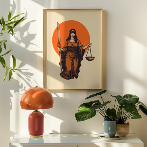 Justice in Vibrant Grunge Print - Custom Tarot Card Poster 9