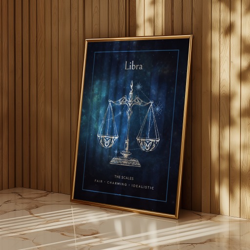 Libra in Embellished Outline Print - Custom Zodiac Sign Poster 10
