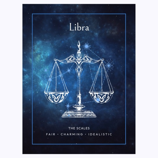 Libra in Embellished Outline Print - Custom Zodiac Sign Poster 6