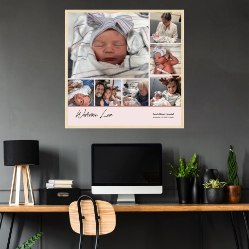 Baby Girl Birth Poster - Photo Collage Print 11
