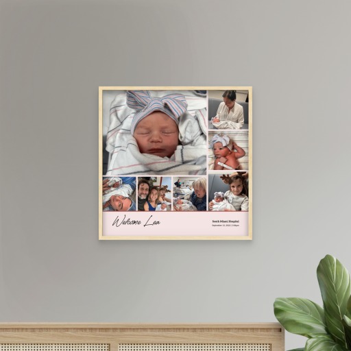 Baby Girl Birth Poster - Photo Collage Print 9