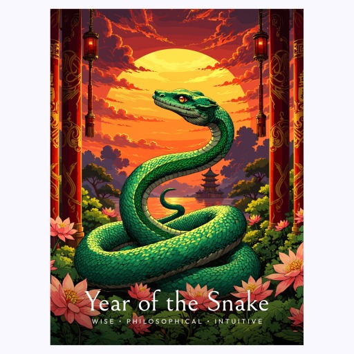 Snake in Enchanted Surrealism Print - Custom Chinese Zodiac Poster 6