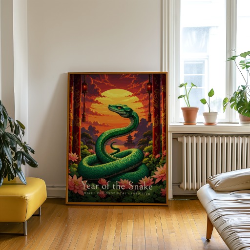 Snake in Enchanted Surrealism Print - Custom Chinese Zodiac Poster 9