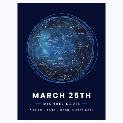 The Day you Were Born Poster - Starry - Celestial Map 6