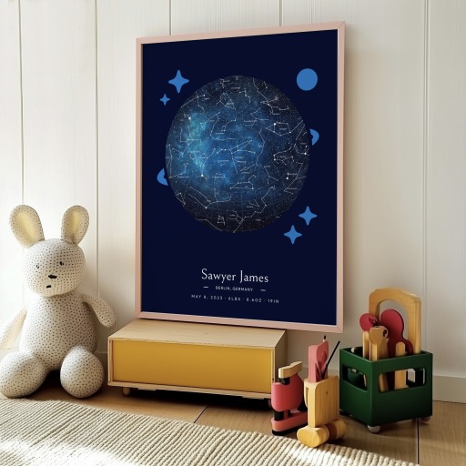 Newborn Baby Poster in Starry - Celestial Map 11