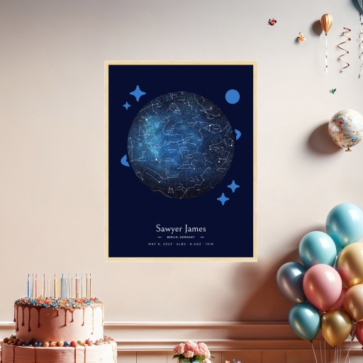 Newborn Baby Poster in Starry - Celestial Map 8