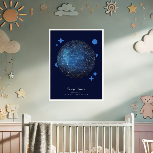 Newborn Baby Poster in Starry - Celestial Map 9