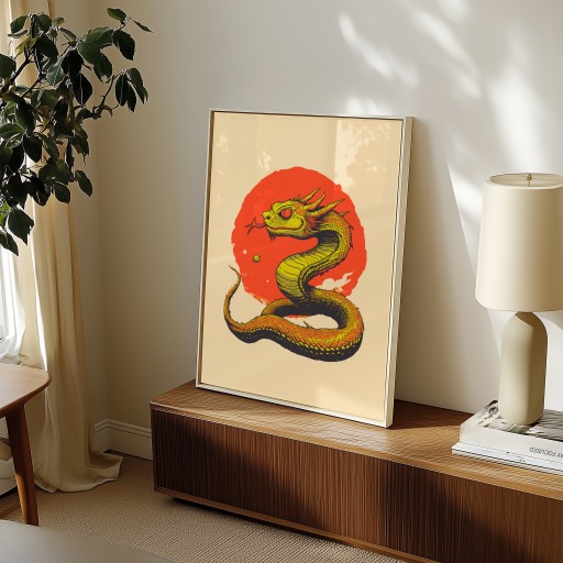 Snake in Vibrant Grunge Print - Custom Chinese Zodiac Poster 11