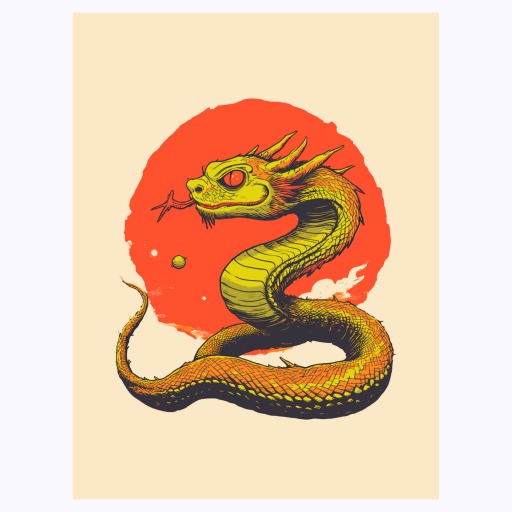 Snake in Vibrant Grunge Print - Custom Chinese Zodiac Poster 6
