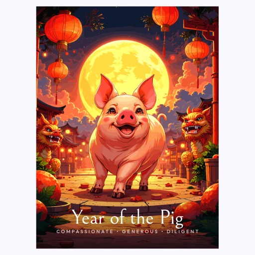 Pig in Enchanted Surrealism Print - Custom Chinese Zodiac Poster 6