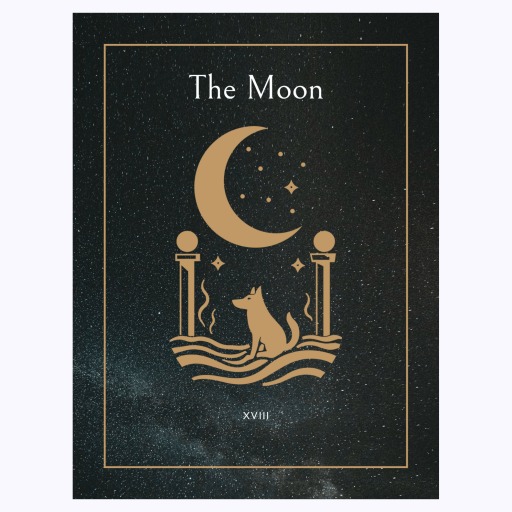 The Moon in Block Print - Custom Tarot Card Poster 6