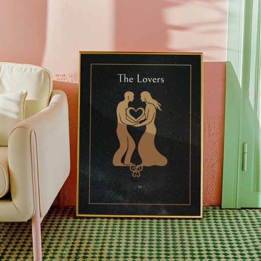 The Lovers in Block Print - Custom Tarot Card Poster 10