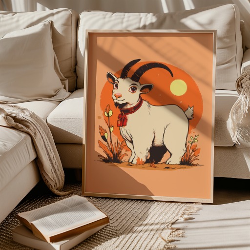Goat in Vibrant Grunge Print - Custom Chinese Zodiac Poster 9