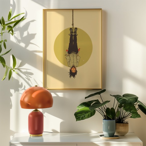 The Hanged Man in Vibrant Grunge Print - Custom Tarot Card Poster 9