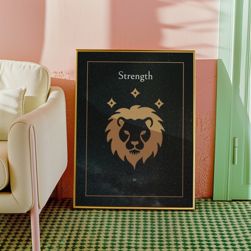 Strength in Block Print - Custom Tarot Card Poster 10