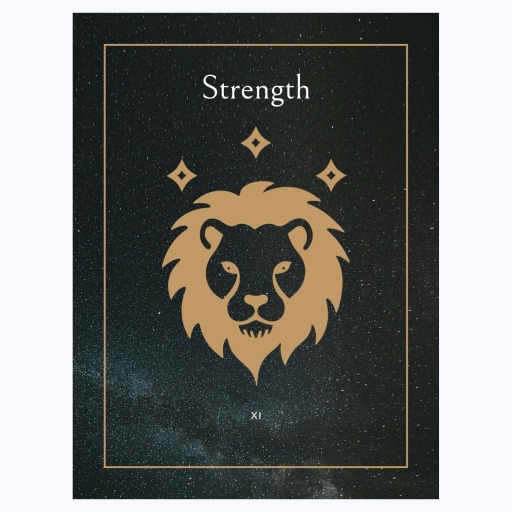 Strength in Block Print - Custom Tarot Card Poster 6