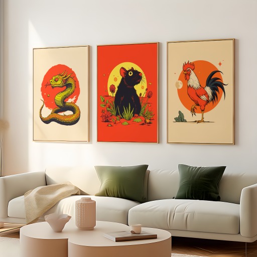 Rat in Vibrant Grunge Print - Custom Chinese Zodiac Poster 8