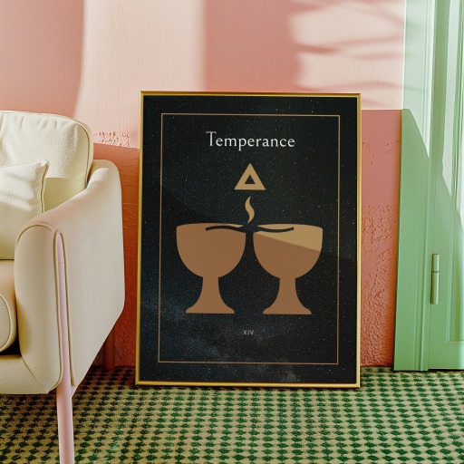 Temperance in Block Print - Custom Tarot Card Poster 10
