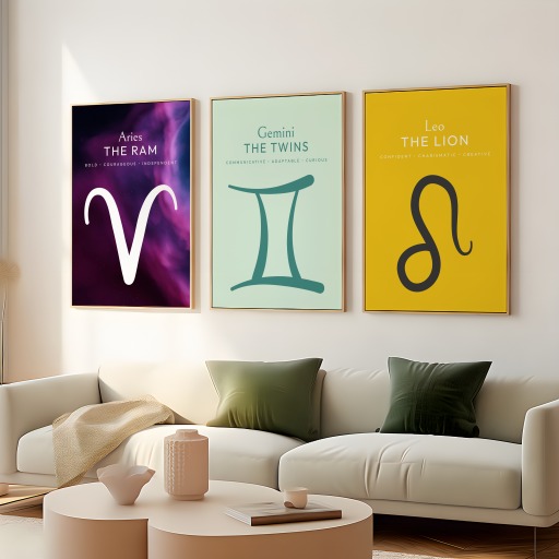 Gemini in Wavy Paintbrush Print - Custom Zodiac Sign Poster 8