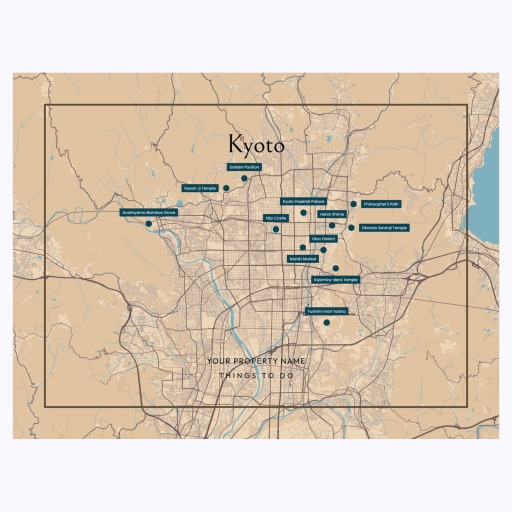 Kyoto Airbnb Tourist Poster in Road Trip - Street Map 6