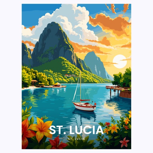 St. Lucia Travel Print - Vintage Travel Art Poster 6