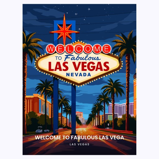 Welcome to Fabulous Las Vegas Travel Print - Vintage Travel Art Poster 6